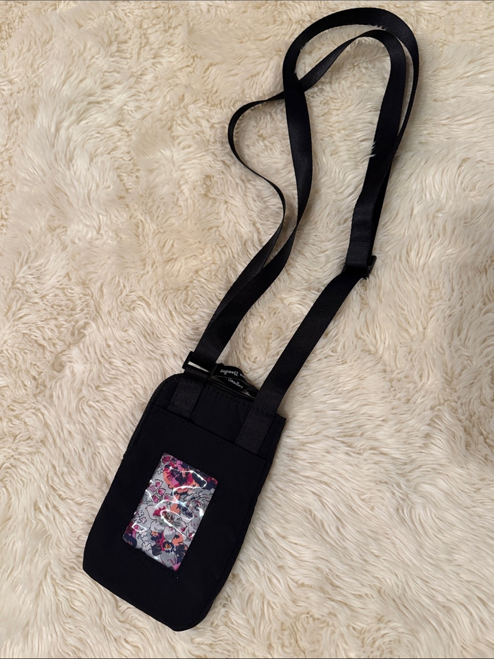 Vera Bradley Black Crossbody Phone Pouch with Clear ID Window
